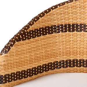 Baxton Studio bali Elma Rattan Dining Chair - Boho Barrel-Back Accent Chair with Removable Cushion for Cozy Spaces Elma-Natural/Brown Stripes-Rattan-Cushion-DC