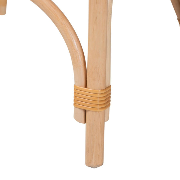 Baxton Studio bali Elma Rattan Dining Chair - Boho Barrel-Back Accent Chair with Removable Cushion for Cozy Spaces Elma-Natural/Brown Stripes-Rattan-Cushion-DC