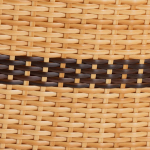 Baxton Studio bali Elma Rattan Dining Chair - Boho Barrel-Back Accent Chair with Removable Cushion for Cozy Spaces Elma-Natural/Brown Stripes-Rattan-Cushion-DC