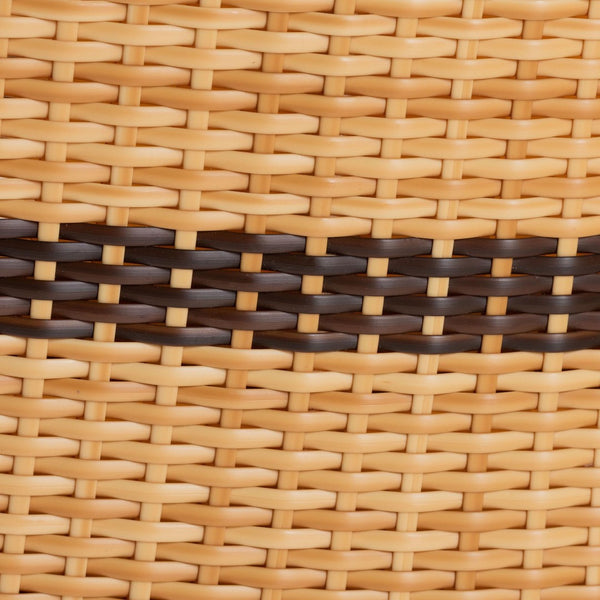 Baxton Studio bali Elma Rattan Dining Chair - Boho Barrel-Back Accent Chair with Removable Cushion for Cozy Spaces Elma-Natural/Brown Stripes-Rattan-Cushion-DC