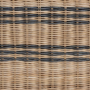 Baxton Studio bali Elda Natural Rattan Accent Chair - Stylish Coastal Boho Barrel-Back Chair with Plush Cushion Elda-Natural/Blue Stripes-Rattan-Cushion-DC