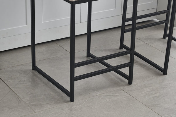 English Elm Counter Height Bar Stools Set of 2 Upholstered Linen Seats with Metal Frame & Cushion Comfort for Kitchen Bar and Dining Room Ivory W1249P257011