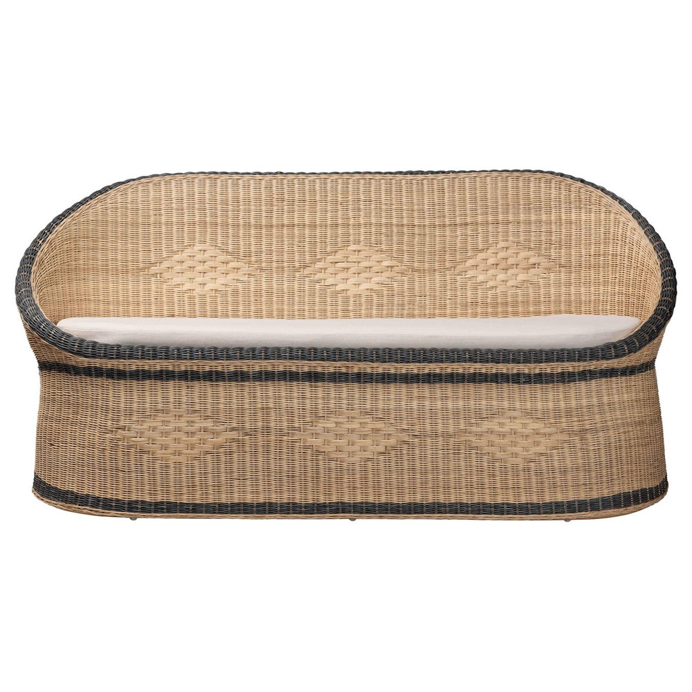 Baxton Studio bali Bali Emiliana Handwoven Rattan Loveseat - Stylish Boho Coastal Sofa with Removable Cushion & Craftsmanship Emiliana-Natural-Rattan-Cushion-LS