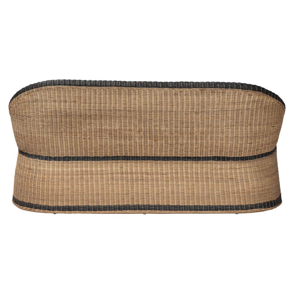 Baxton Studio bali Bali Emiliana Handwoven Rattan Loveseat - Stylish Boho Coastal Sofa with Removable Cushion & Craftsmanship Emiliana-Natural-Rattan-Cushion-LS