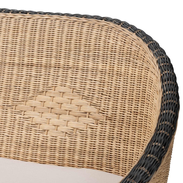 Baxton Studio bali Bali Emiliana Handwoven Rattan Loveseat - Stylish Boho Coastal Sofa with Removable Cushion & Craftsmanship Emiliana-Natural-Rattan-Cushion-LS