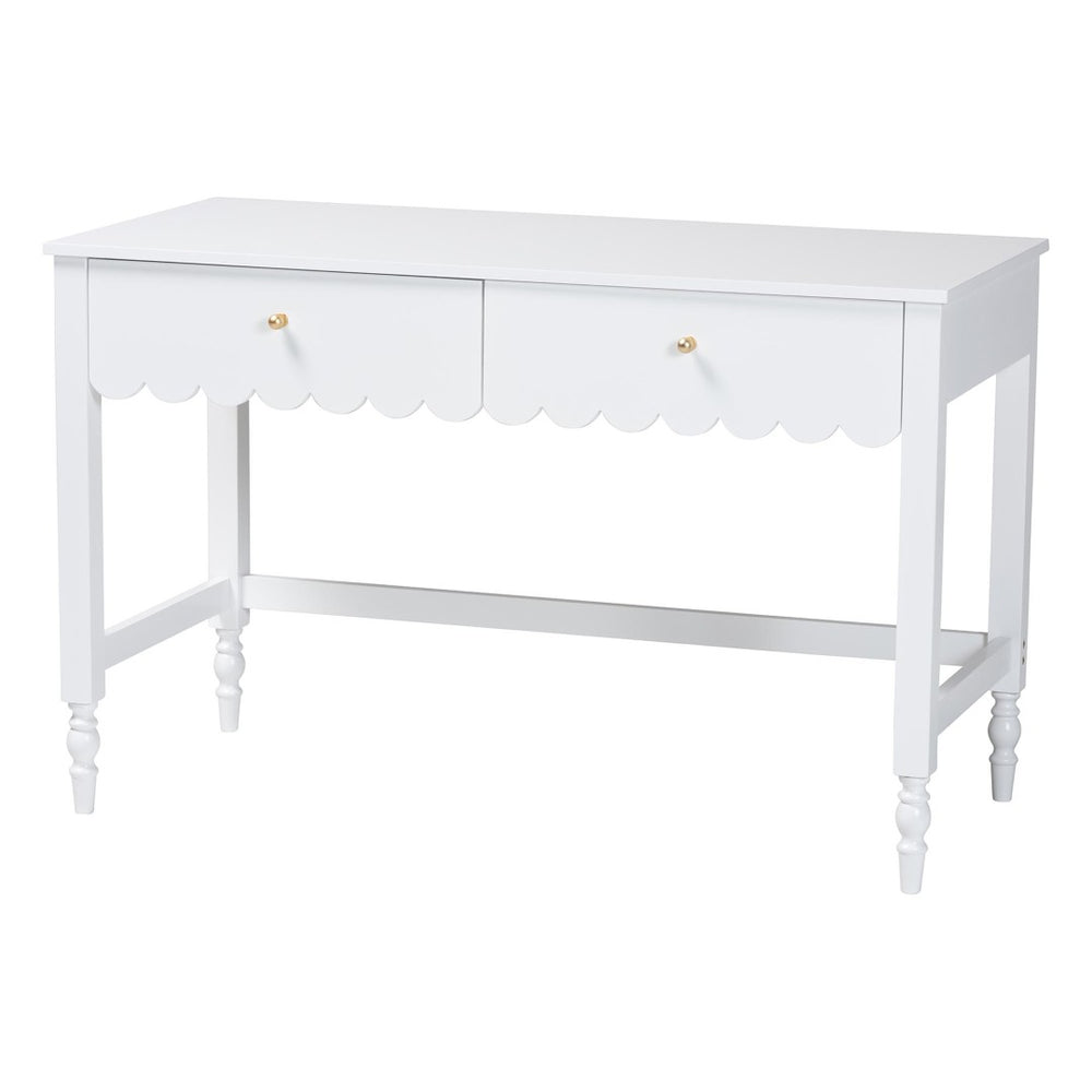 Baxton Studio Baxton Studio Roni Writing Desk - Stylish Modern Cottage Desk with Scalloped Detail for Home Offices Roni-White-Desk