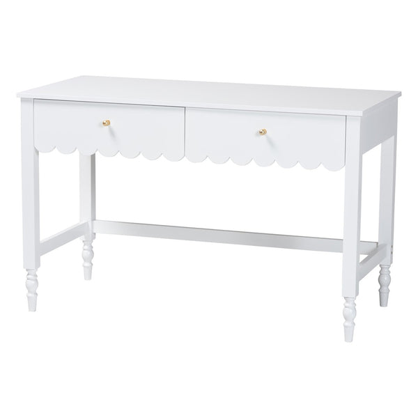 Baxton Studio Baxton Studio Roni Writing Desk - Stylish Modern Cottage Desk with Scalloped Detail for Home Offices Roni-White-Desk