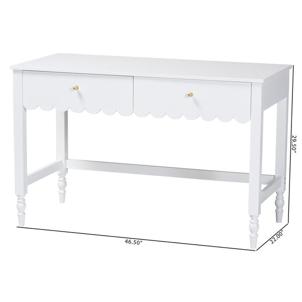 Baxton Studio Baxton Studio Roni Writing Desk - Stylish Modern Cottage Desk with Scalloped Detail for Home Offices Roni-White-Desk
