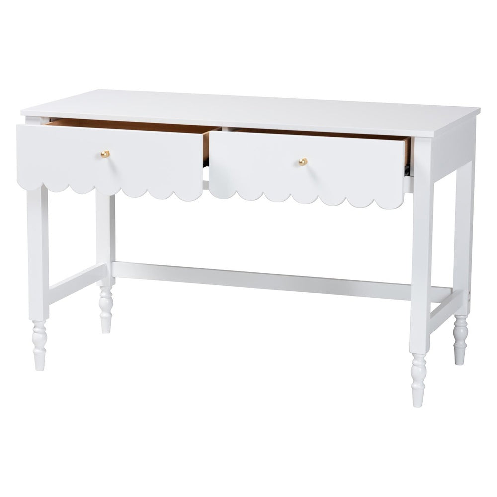 Baxton Studio Baxton Studio Roni Writing Desk - Stylish Modern Cottage Desk with Scalloped Detail for Home Offices Roni-White-Desk