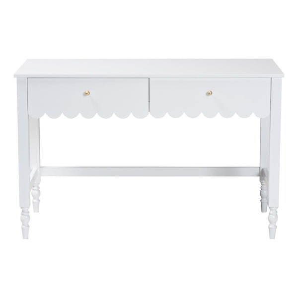 Baxton Studio Baxton Studio Roni Writing Desk - Stylish Modern Cottage Desk with Scalloped Detail for Home Offices Roni-White-Desk