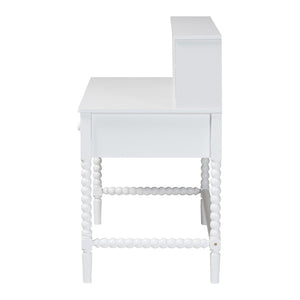 Baxton Studio Baxton Studio Archwood Writing Desk & Hutch - Elegant 3-Drawer Wood Desk with Timeless Bobbin Design Spindle-White-Desk