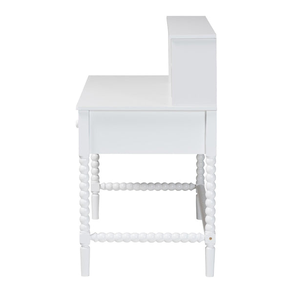 Baxton Studio Baxton Studio Archwood Writing Desk & Hutch - Elegant 3-Drawer Wood Desk with Timeless Bobbin Design Spindle-White-Desk
