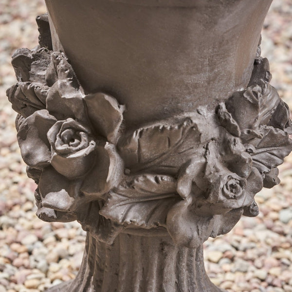 English Elm Mgo Handcrafted Urn Planter Pedestal Style Weather Resistant Patio Garden Accent 63410.00GRY
