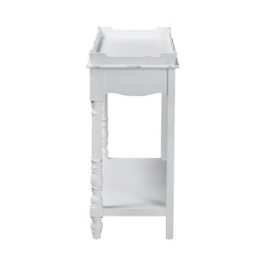 Baxton Studio Baxton Studio Rafferty Vintage-Style Console Table - Distressed White Accent with Lower Shelf Storage JY24B280-White-Wooden-Console Table