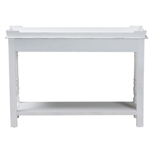 Baxton Studio Baxton Studio Rafferty Vintage-Style Console Table - Distressed White Accent with Lower Shelf Storage JY24B280-White-Wooden-Console Table