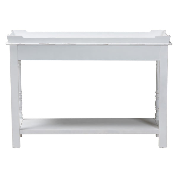 Baxton Studio Baxton Studio Rafferty Vintage-Style Console Table - Distressed White Accent with Lower Shelf Storage JY24B280-White-Wooden-Console Table