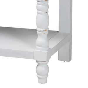 Baxton Studio Baxton Studio Rafferty Vintage-Style Console Table - Distressed White Accent with Lower Shelf Storage JY24B280-White-Wooden-Console Table