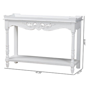 Baxton Studio Baxton Studio Rafferty Vintage-Style Console Table - Distressed White Accent with Lower Shelf Storage JY24B280-White-Wooden-Console Table
