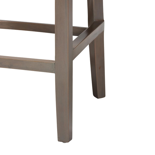 Baxton Studio Bali & Pari Niesha Handwoven Rattan Counter Stool Mahogany Frame with Cushion MD-39928-Luca Grey/NT Rattan-Cushion-CS