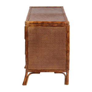 Baxton Studio Bali & Pari Basile Handwoven Rattan 6-drawer Dresser with Bohemian Geometric Detail WS226-Rattan/Tortoise-6DW-Dresser