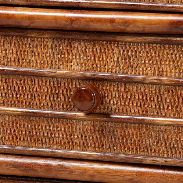 Baxton Studio Bali & Pari Basile Handwoven Rattan 6-drawer Dresser with Bohemian Geometric Detail WS226-Rattan/Tortoise-6DW-Dresser