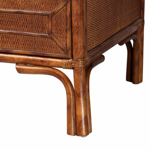 Baxton Studio Bali & Pari Basile Handwoven Rattan 6-drawer Dresser with Bohemian Geometric Detail WS226-Rattan/Tortoise-6DW-Dresser