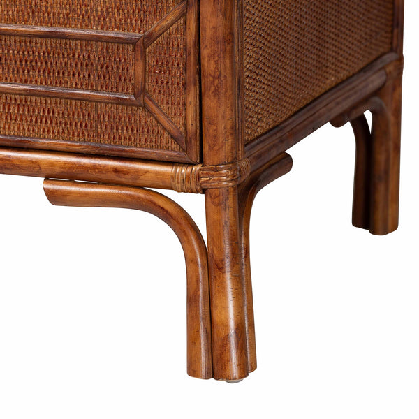 Baxton Studio Bali & Pari Basile Handwoven Rattan 6-drawer Dresser with Bohemian Geometric Detail WS226-Rattan/Tortoise-6DW-Dresser