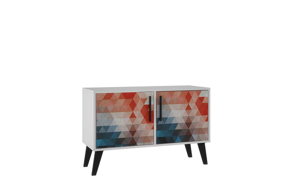 Manhattan Comfort Amsterdam Mid-Century Modern Cabinet Multi Color Red and Blue 144AMC183