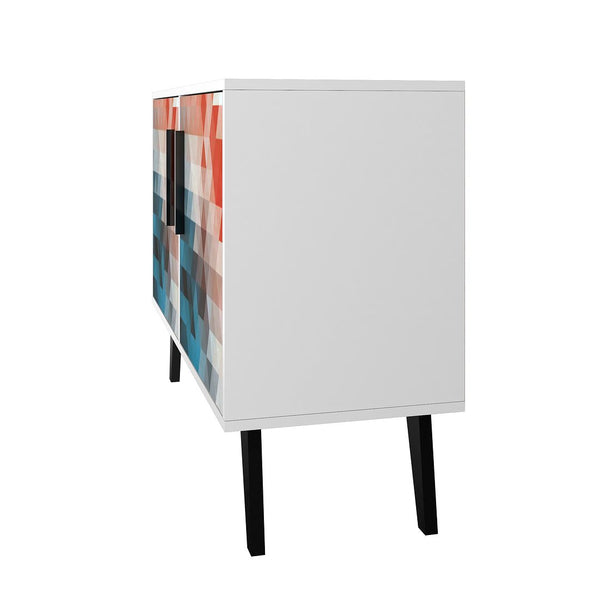 Manhattan Comfort Amsterdam Mid-Century Modern Cabinet Multi Color Red and Blue 144AMC183