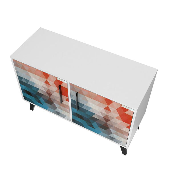 Manhattan Comfort Amsterdam Mid-Century Modern Cabinet Multi Color Red and Blue 144AMC183