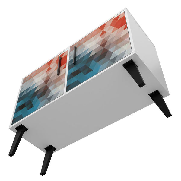 Manhattan Comfort Amsterdam Mid-Century Modern Cabinet Multi Color Red and Blue 144AMC183