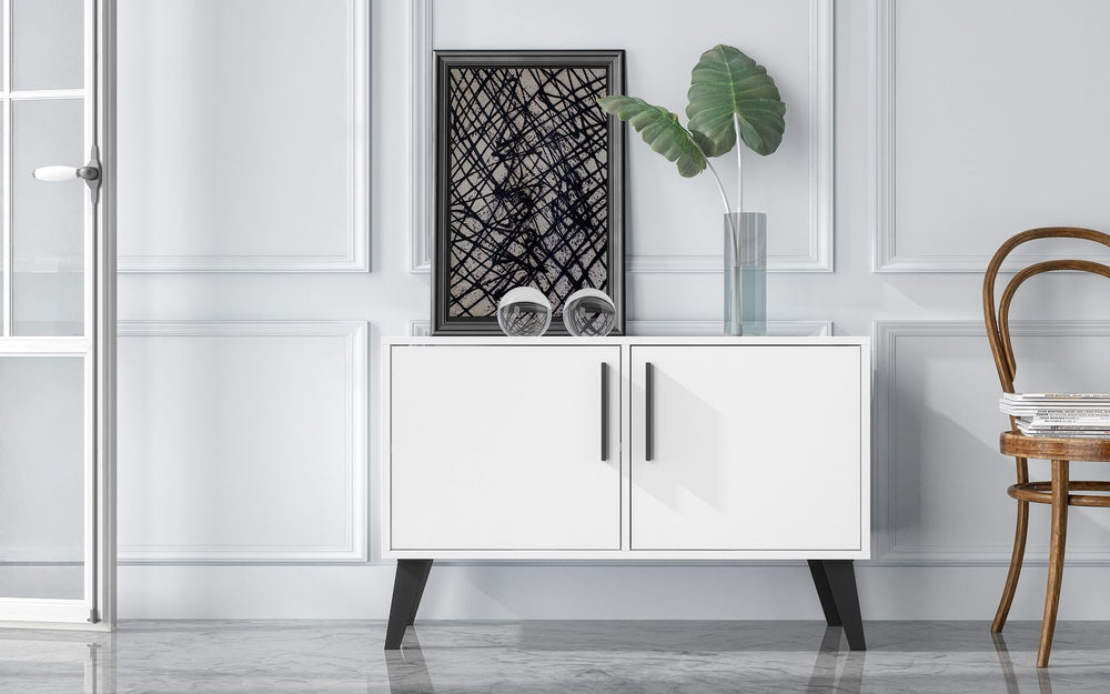 Manhattan Comfort Amsterdam Mid-Century Modern Cabinet White 144AMC205
