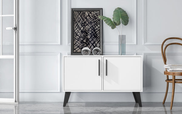 Manhattan Comfort Amsterdam Mid-Century Modern Cabinet White 144AMC205