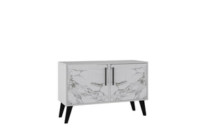 Manhattan Comfort Amsterdam Mid-Century Modern Cabinet White Marble 144AMC208