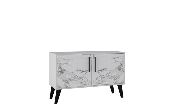 Manhattan Comfort Amsterdam Mid-Century Modern Cabinet White Marble 144AMC208