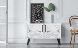 Manhattan Comfort Amsterdam Mid-Century Modern Cabinet White Marble 144AMC208
