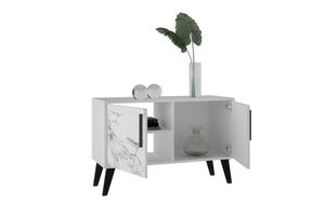 Manhattan Comfort Amsterdam Mid-Century Modern Cabinet White Marble 144AMC208