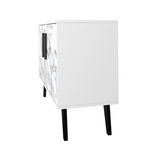 Manhattan Comfort Amsterdam Mid-Century Modern Cabinet White Marble 144AMC208