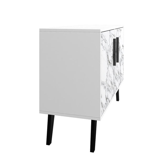 Manhattan Comfort Amsterdam Mid-Century Modern Cabinet White Marble 144AMC208