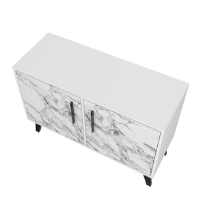 Manhattan Comfort Amsterdam Mid-Century Modern Cabinet White Marble 144AMC208