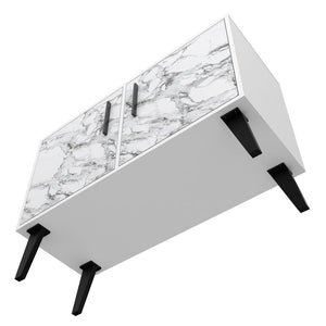 Manhattan Comfort Amsterdam Mid-Century Modern Cabinet White Marble 144AMC208