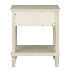 English Elm Victoria Aged Oak Nightstand with Solid Wood Legs, Wire-Brushed Veneer, Drawer & Open Shelf Cream 27 L x 22.75 W x 27.63 H B035P341165