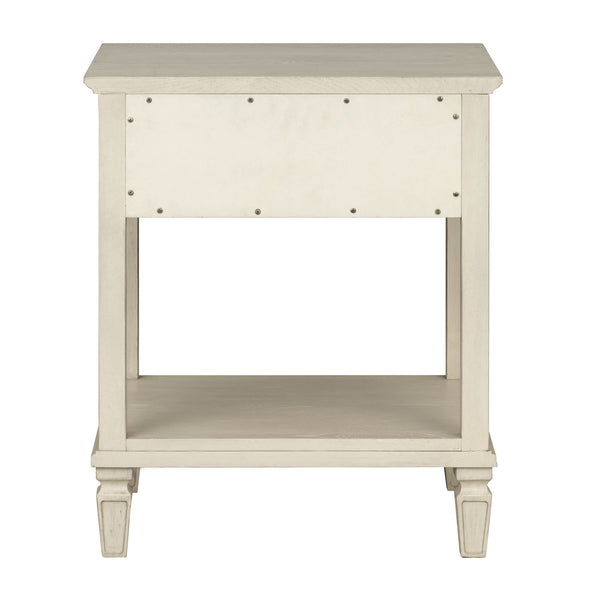 English Elm Victoria Aged Oak Nightstand with Solid Wood Legs, Wire-Brushed Veneer, Drawer & Open Shelf Cream 27 L x 22.75 W x 27.63 H B035P341165