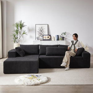 English Elm Modern Chenille Upholstered Sectional Sofa Set - 108" L-Shaped Convertible Couch With 6 Pillows W834S00394