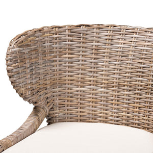 English Elm Mid-century Woven Rattan Dining Chair with Circular Back and Black Lacquered Legs B2750P467746