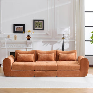 English Elm Modular Cloud Sectional Sofa Bed with Flannelette Upholstery for Flexible Living Orange W1829S00078