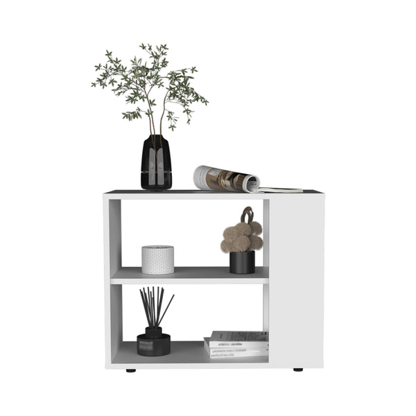 English Elm Garden 19.7" High Side Table White — Compact Two-Shelf End/Sofa Table, MDF, Stylish Storage Solution B200P286961