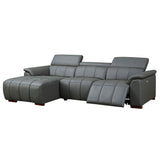 Modern Leather L-Shaped Wall-Hugger Recliner Sofa with Electric Control, USB Port, Headrest & Footrest