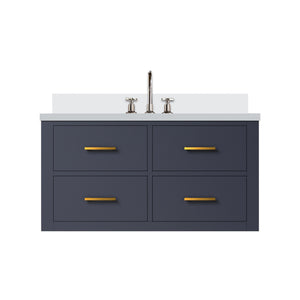 English Elm Blue Single-Sink Bath Vanity With Cultured Marble Top & Chrome Faucet - Stylish Storage Solution! B2731P257969