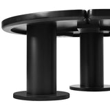 English Elm Φ39.4'' Easy Assembly Round Petal-Shaped Coffee Table, Cream Style Center Table With 3 Thick Legs, Minimalist Irregular End Table With Sleek Round Edges For Living Room, Black